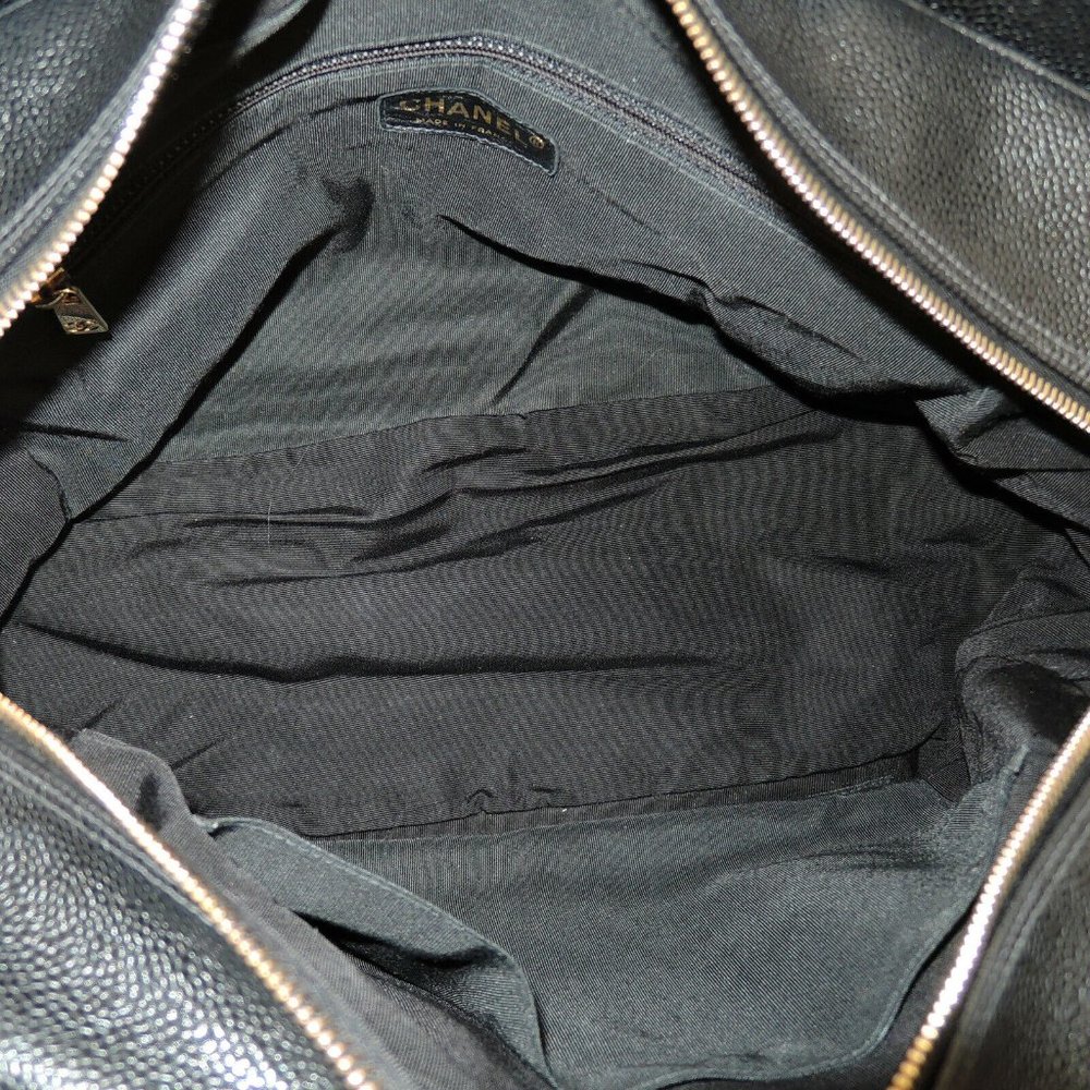MINT! CHANEL BLACK CAVIAR SKIN TOTE BAG w/ CARD! - Picture 7 of 13
